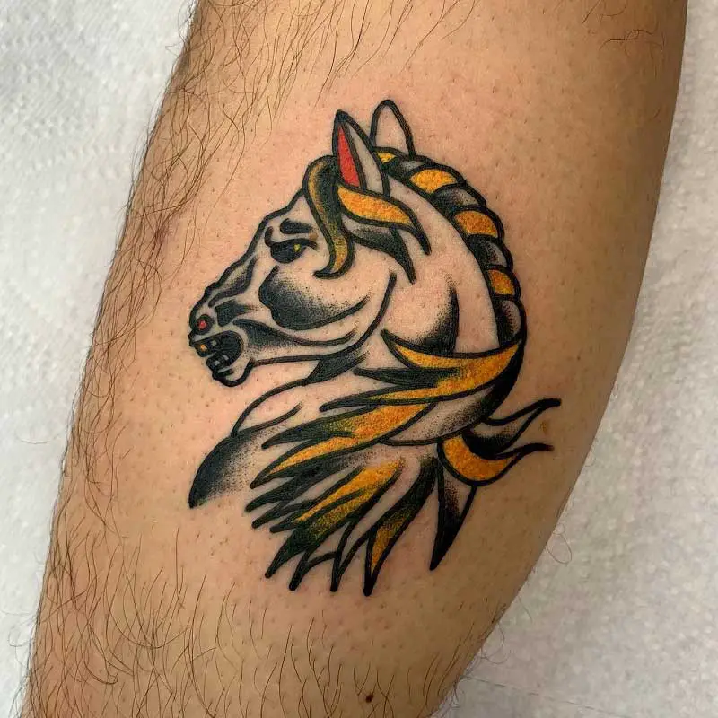 traditional horse skull tattoo