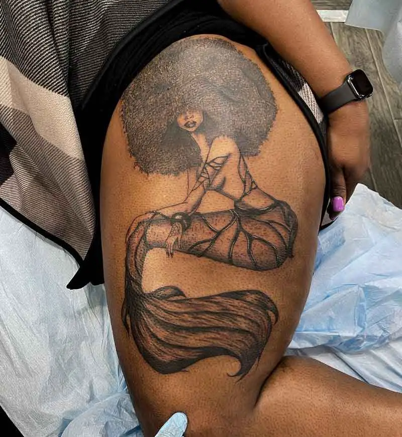 Afro Mermaid Tattoo 1