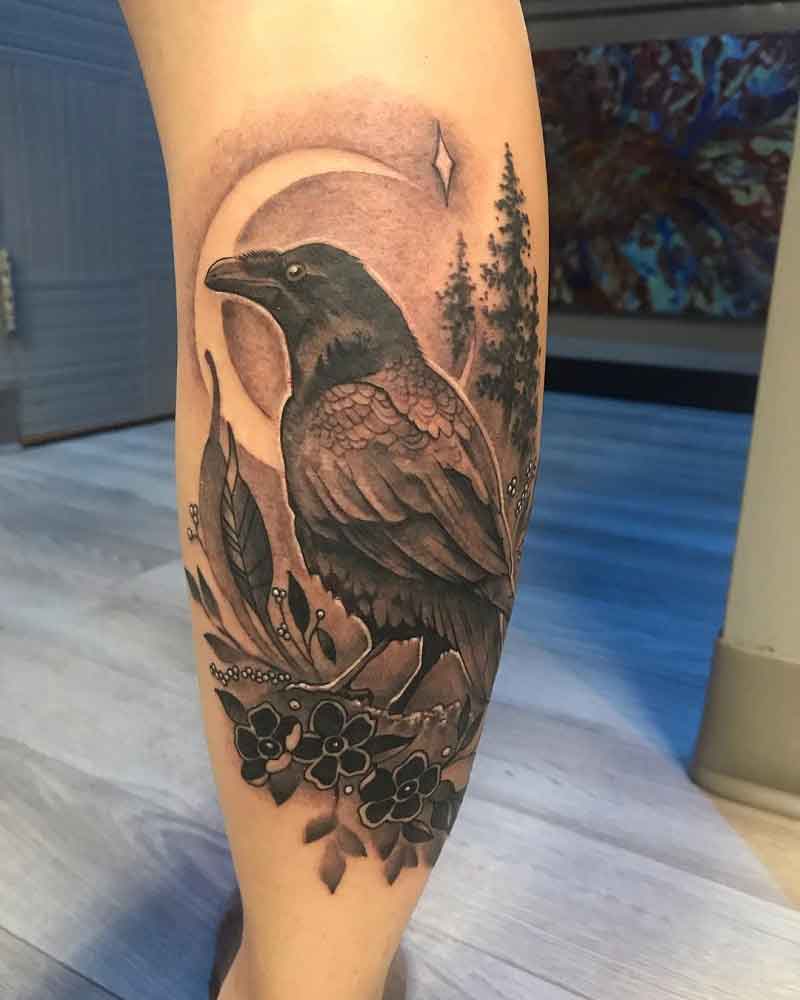 Caged Raven Tattoo 1