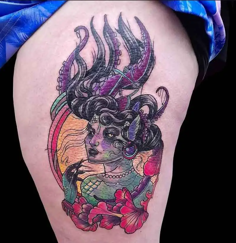 Demon Mermaid Tattoo 1