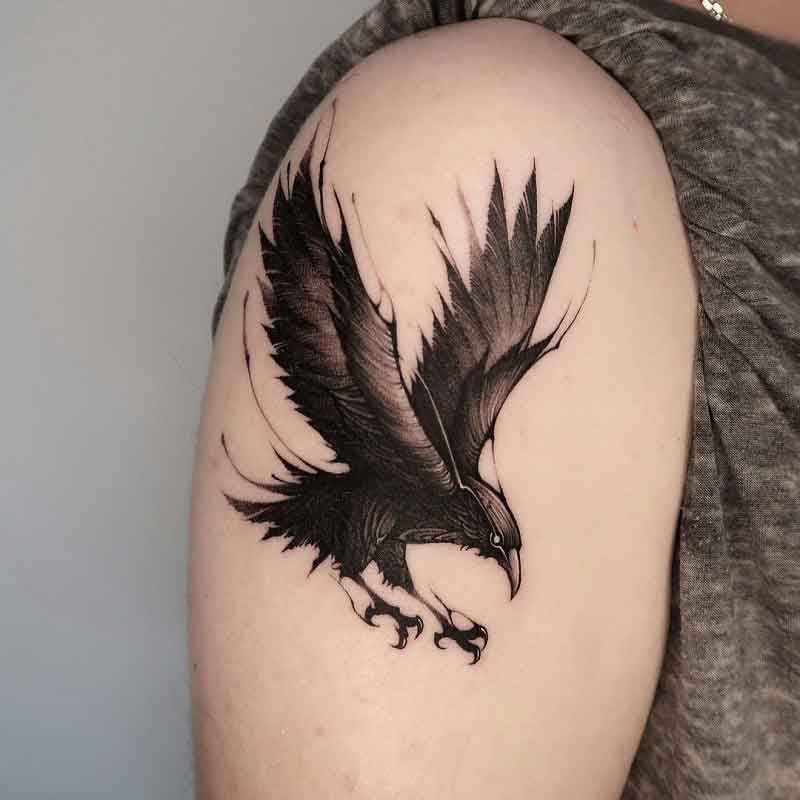 Flying Raven Tattoo 2