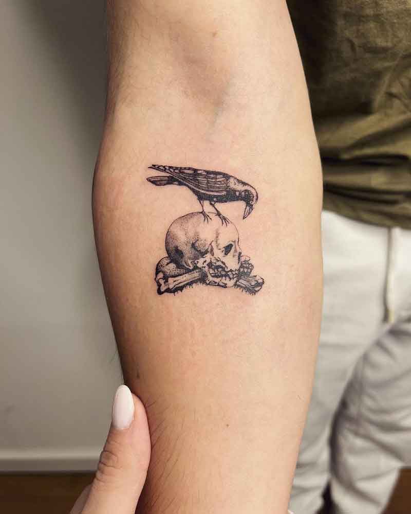 Minimalist Small Raven Tattoo 2
