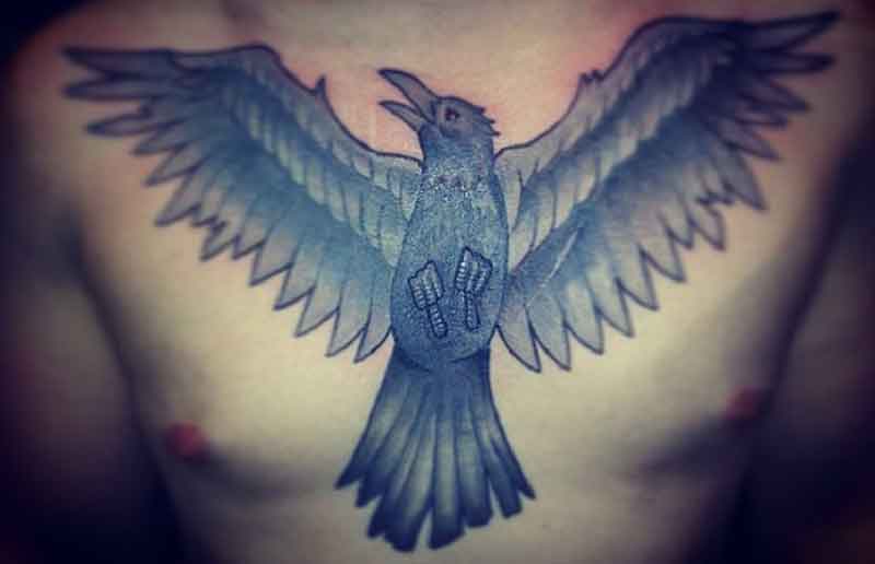 Raven Chest Tattoo 2