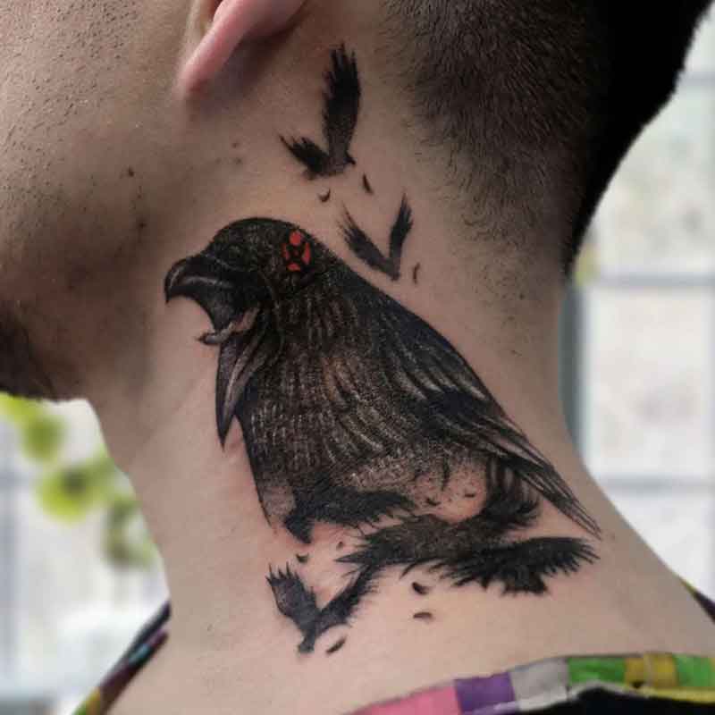 Raven Neck Tattoo 1