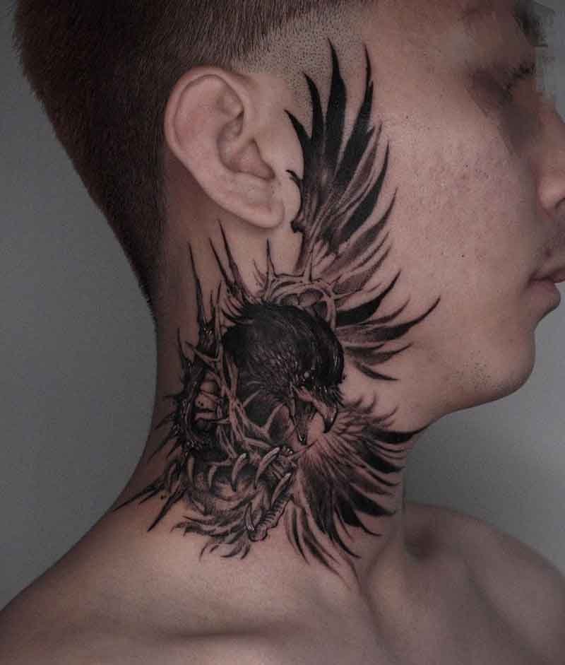 Raven Neck Tattoo 2