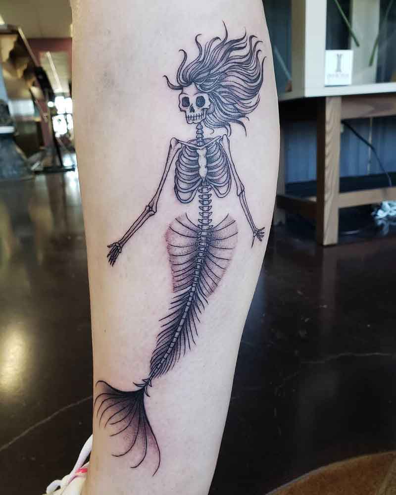 Skeleton Mermaid Tattoo 1