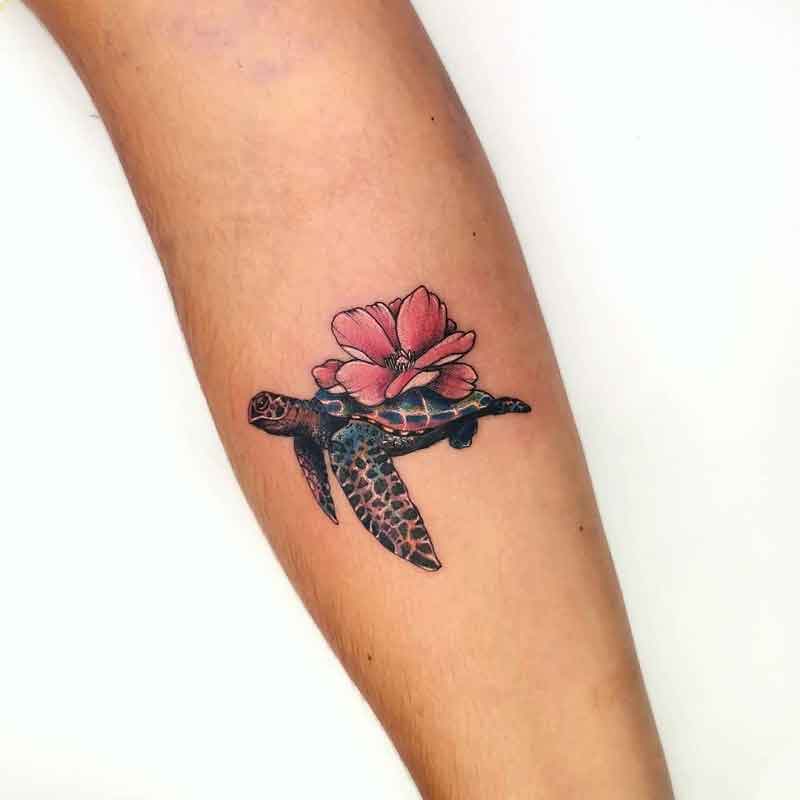 Turtle Flower Tattoo 2