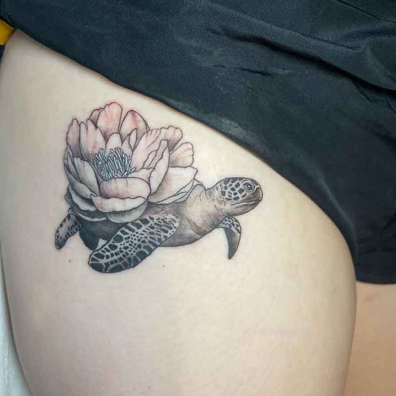 Turtle Flower Tattoo 3