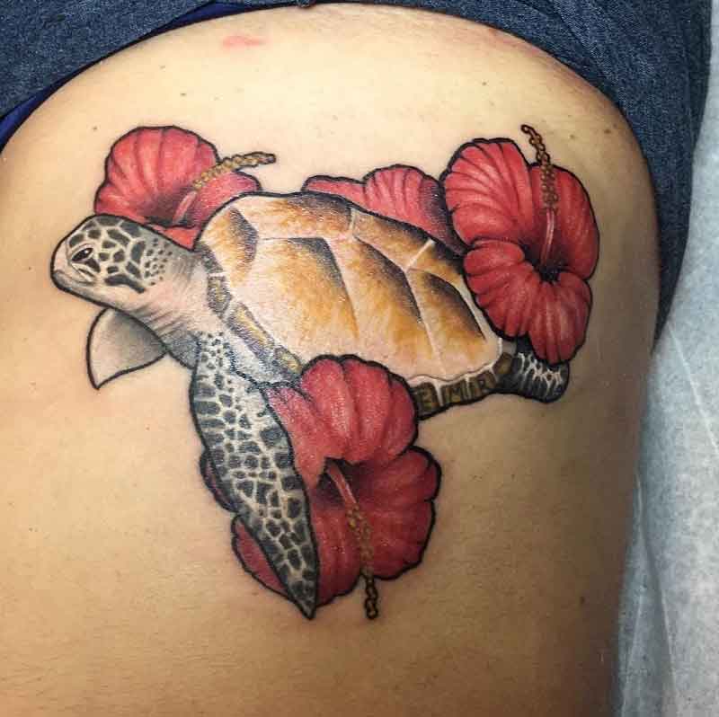 Turtle Hibiscus Tattoo 2