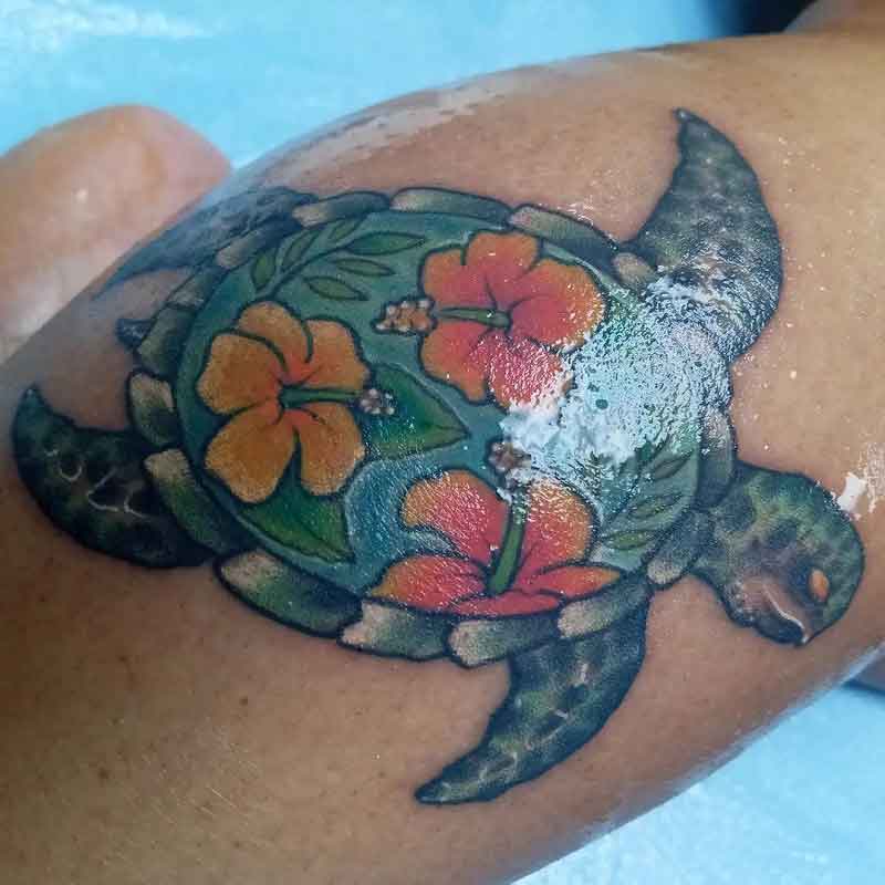 Turtle Hibiscus Tattoo 3