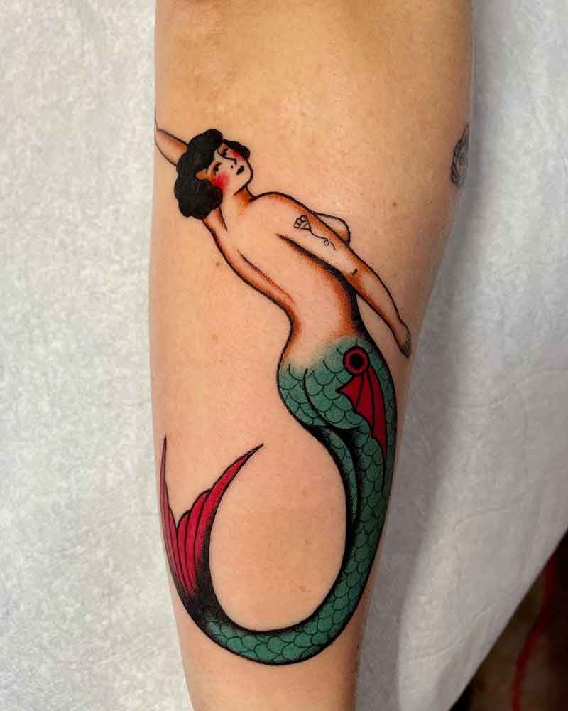 Vintage Mermaid Tattoo 2