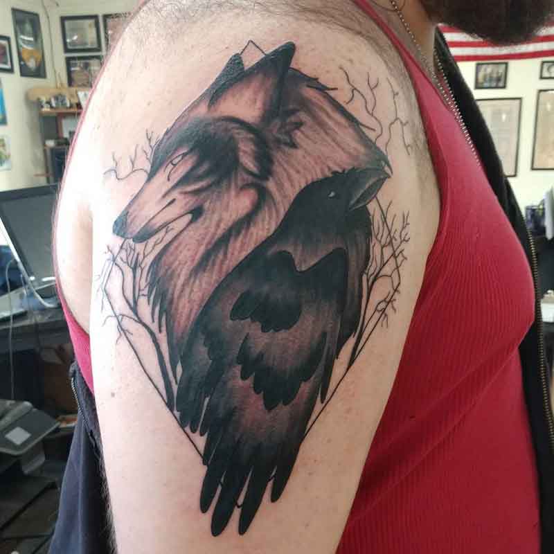 Wolf Raven Tattoo 2
