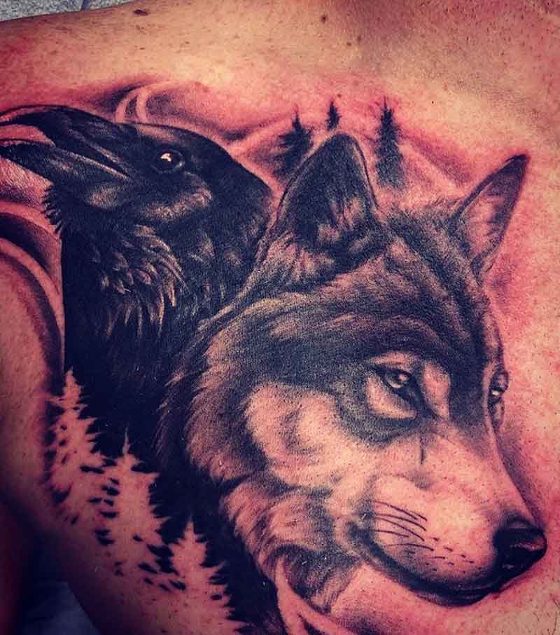 Wolf Raven Tattoo 3