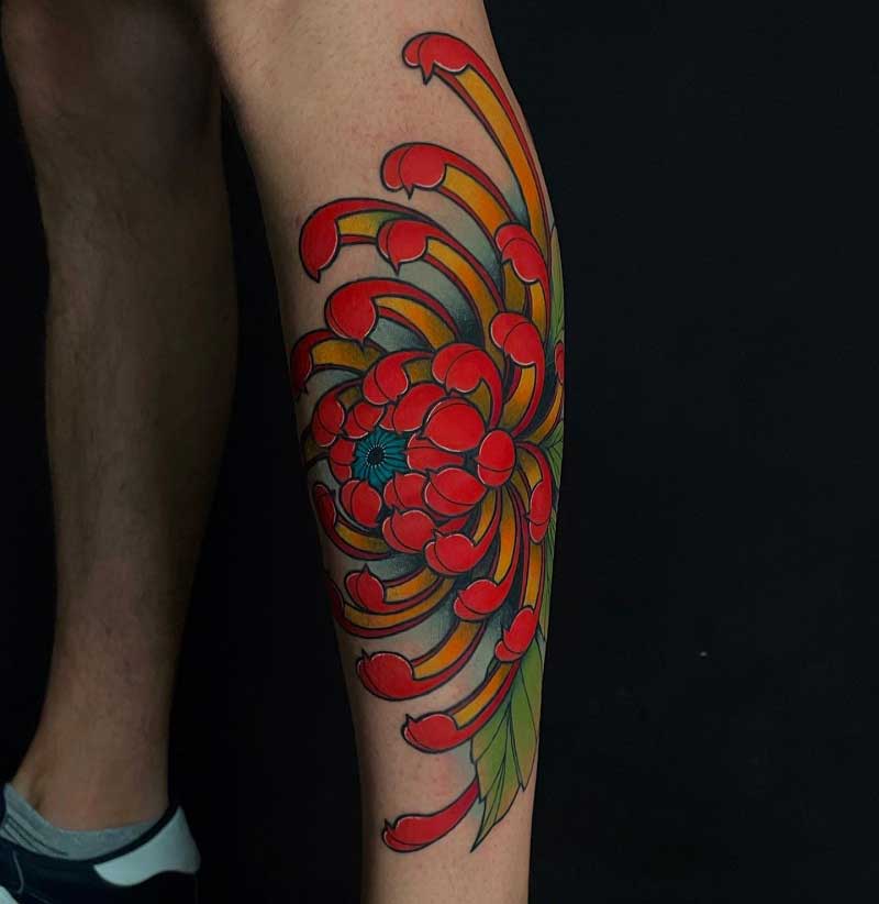 chrysanthemum-leg-tattoo-2