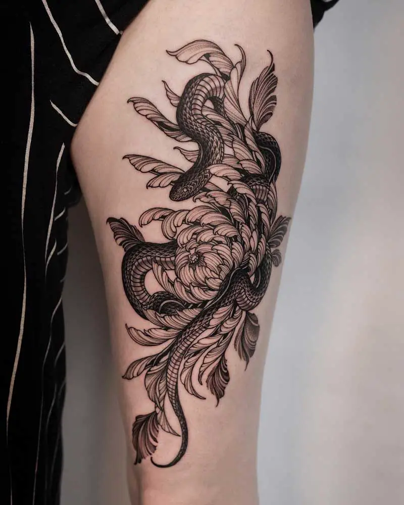 chrysanthemum-snake-tattoo-1