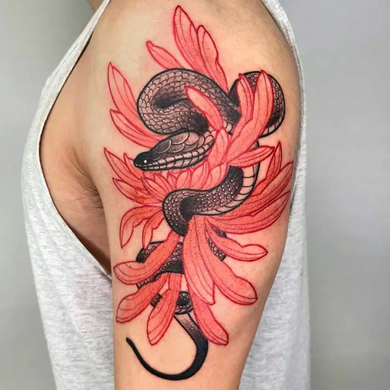 chrysanthemum-snake-tattoo-3