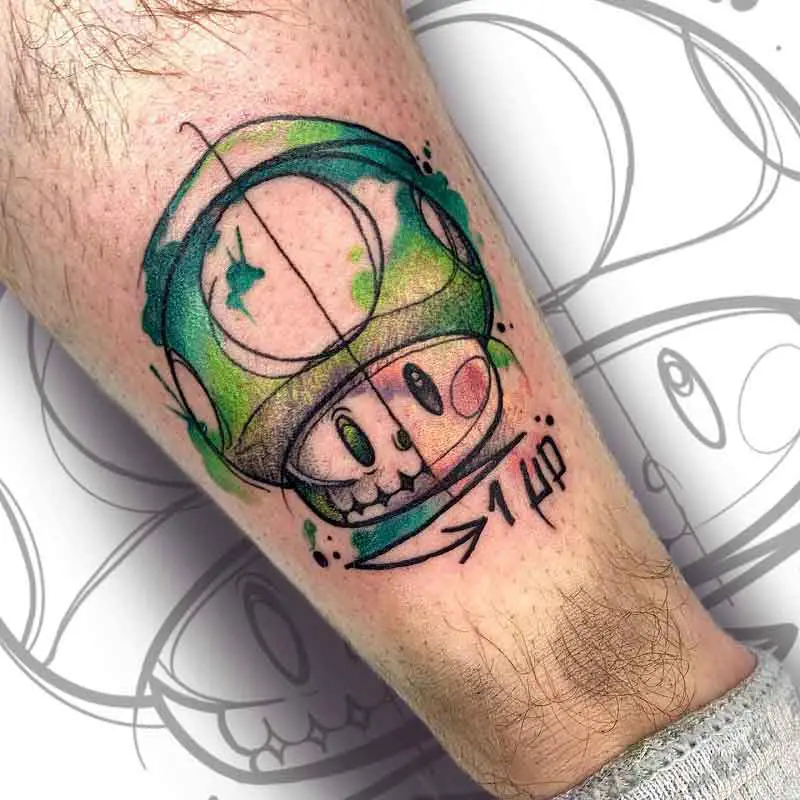 1 Up Mushroom Tattoo 2