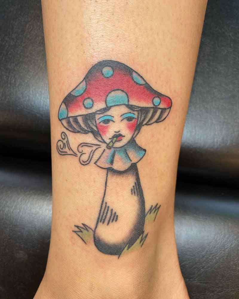 American Traditional Mushroom Tattoo 1