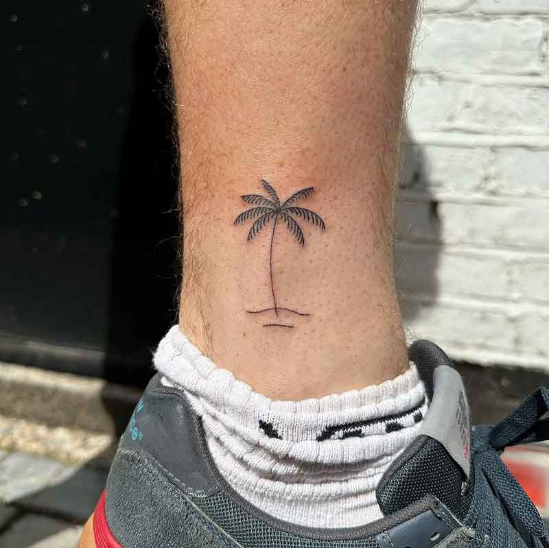 Ankle Palm Tree Tattoo 2