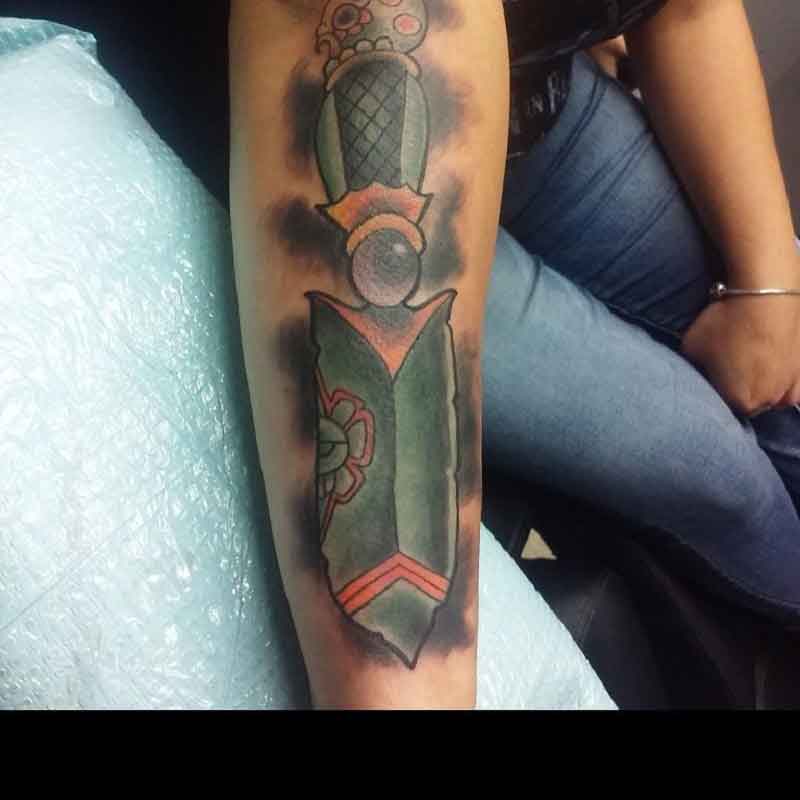 Aztec Dagger Tattoo 3