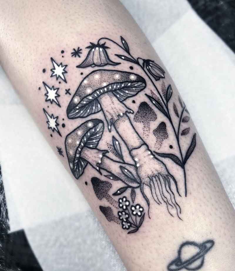 Botanical Mushroom Tattoo 1
