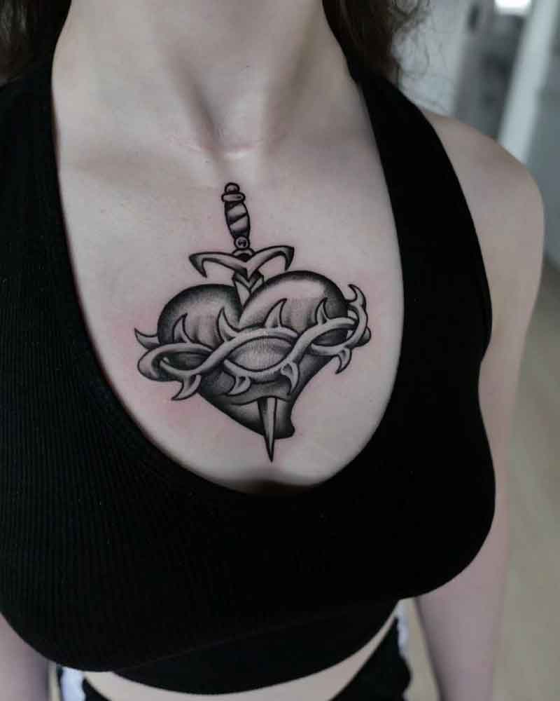 Chest Dagger Tattoo 3