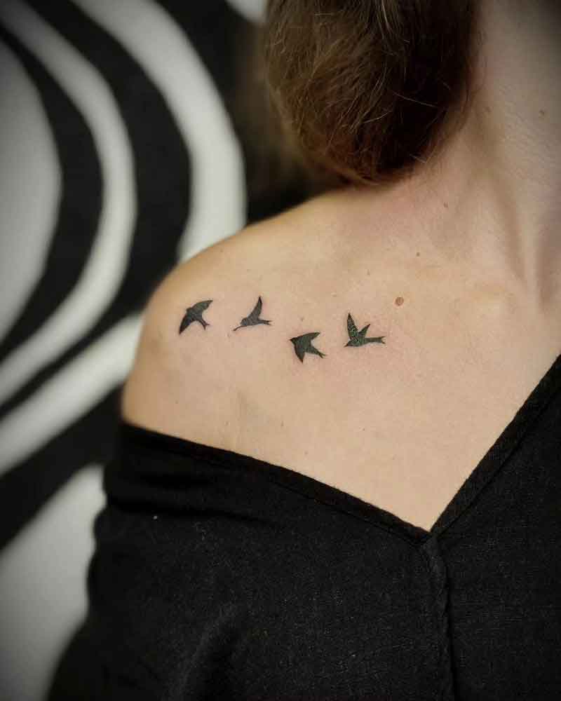 Collarbone Bird Tattoo 2