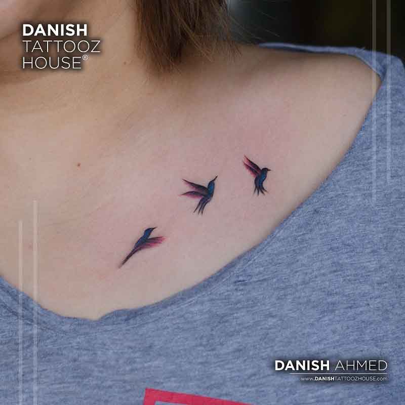 Collarbone Bird Tattoo 2