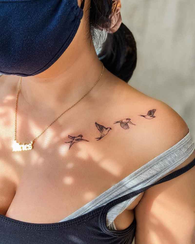 Collarbone Bird Tattoo 3