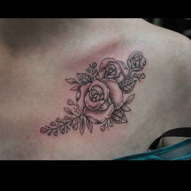 Collarbone Rose Tattoo 2