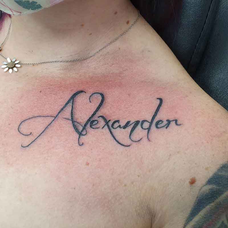 Collarbone Script Tattoo 2