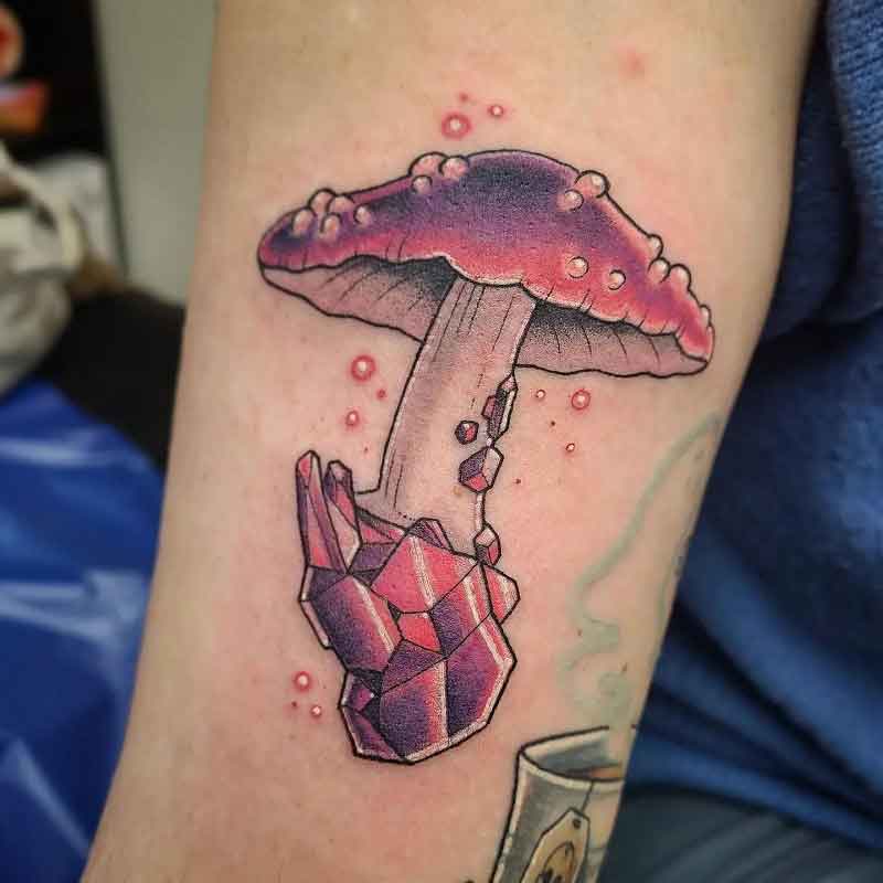 Crystal Mushroom Tattoo 3