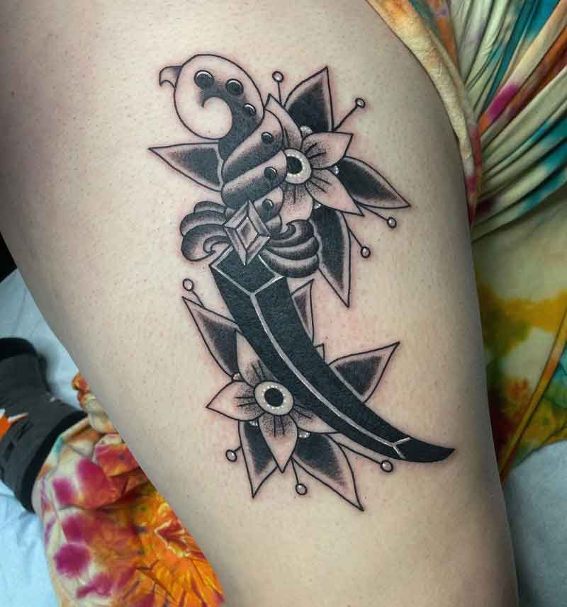 Curved Dagger Tattoo 1