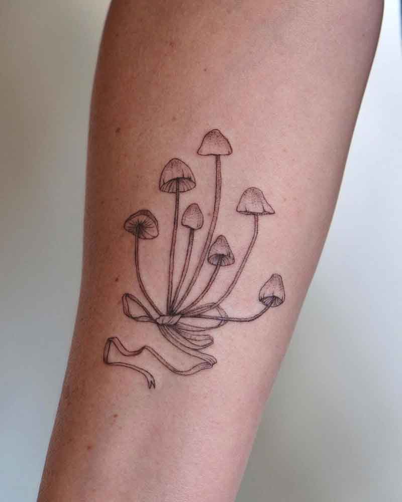 Dainty Mushroom Tattoo 1