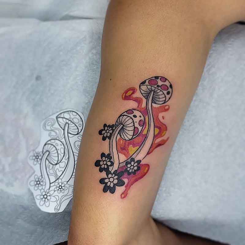 Dainty Mushroom Tattoo 2