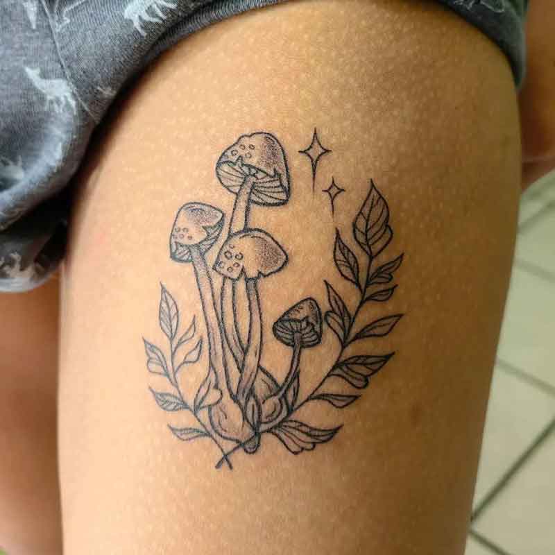 Dainty Mushroom Tattoo 3