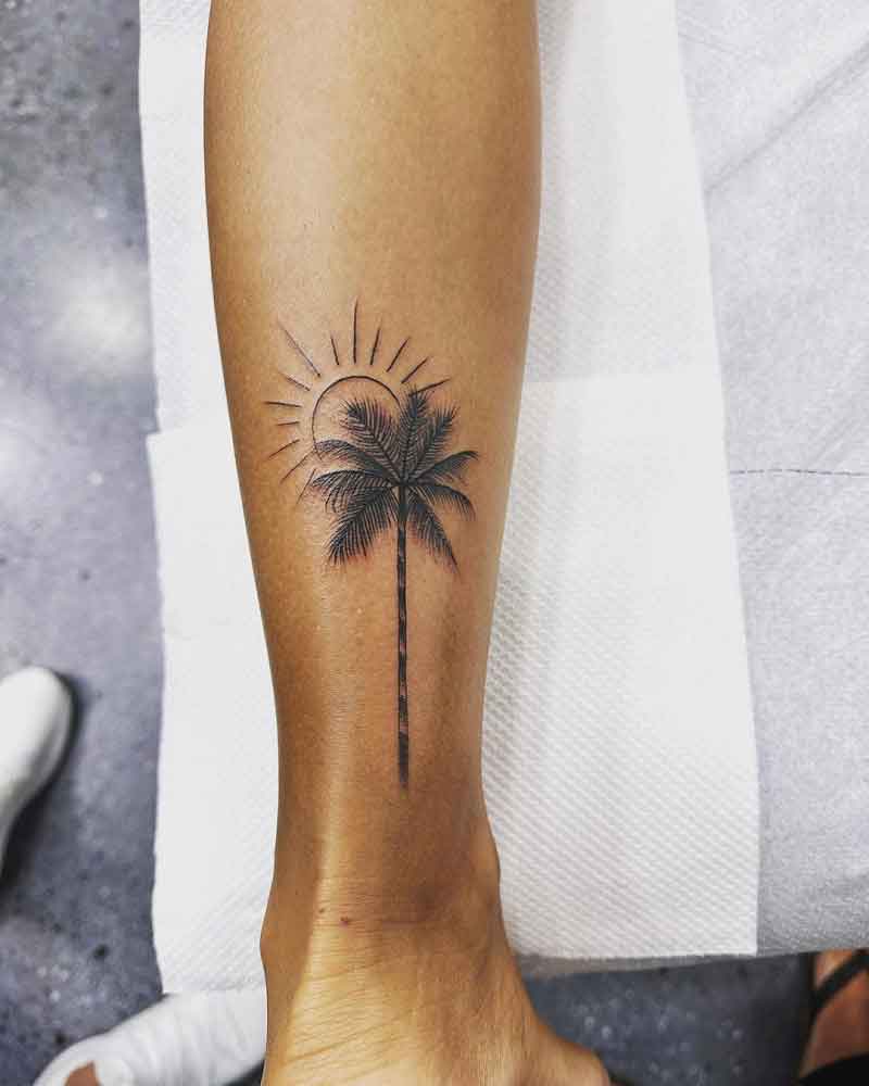 Dainty Palm Tree Tattoo 2