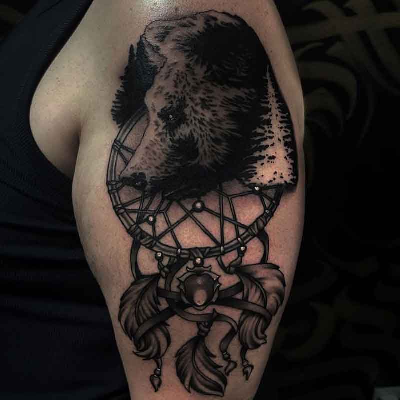 Dream Catcher Bear Tattoo 2
