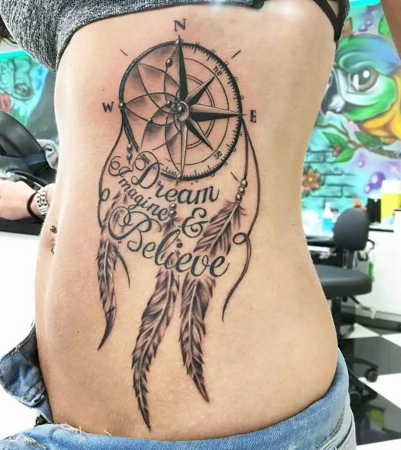 Dream Catcher Compass Tattoo 1