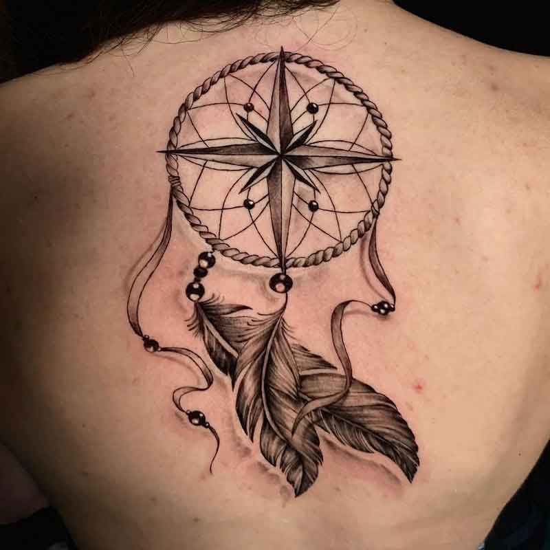 Dream Catcher Compass Tattoo 3