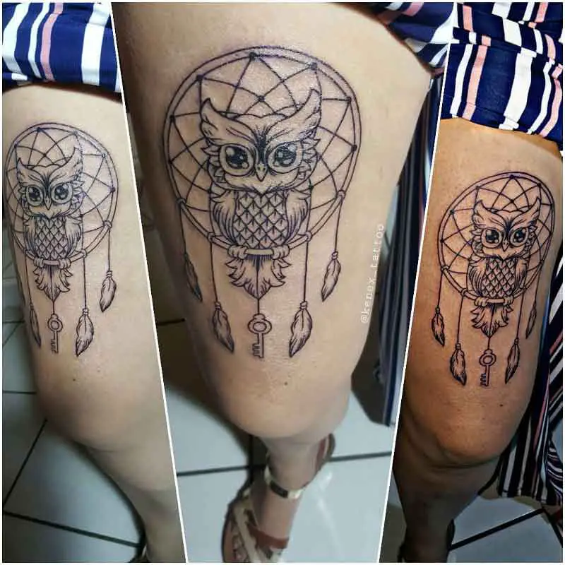 Dream Catcher Knee Tattoo 2