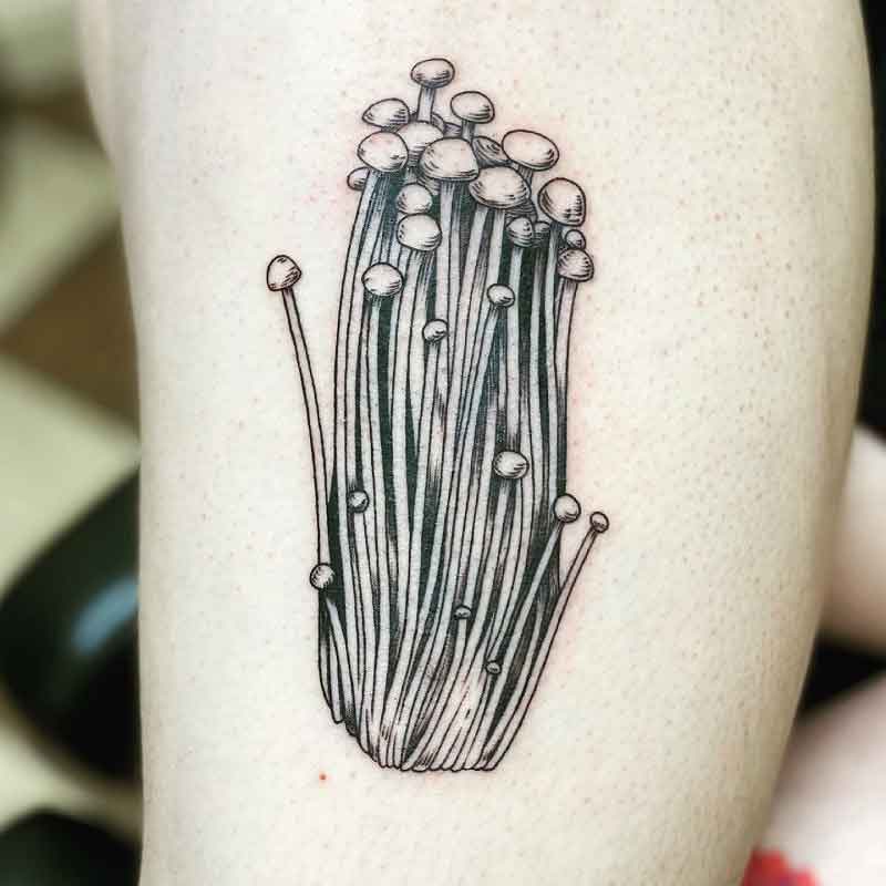 Enoki Mushroom Tattoo 3