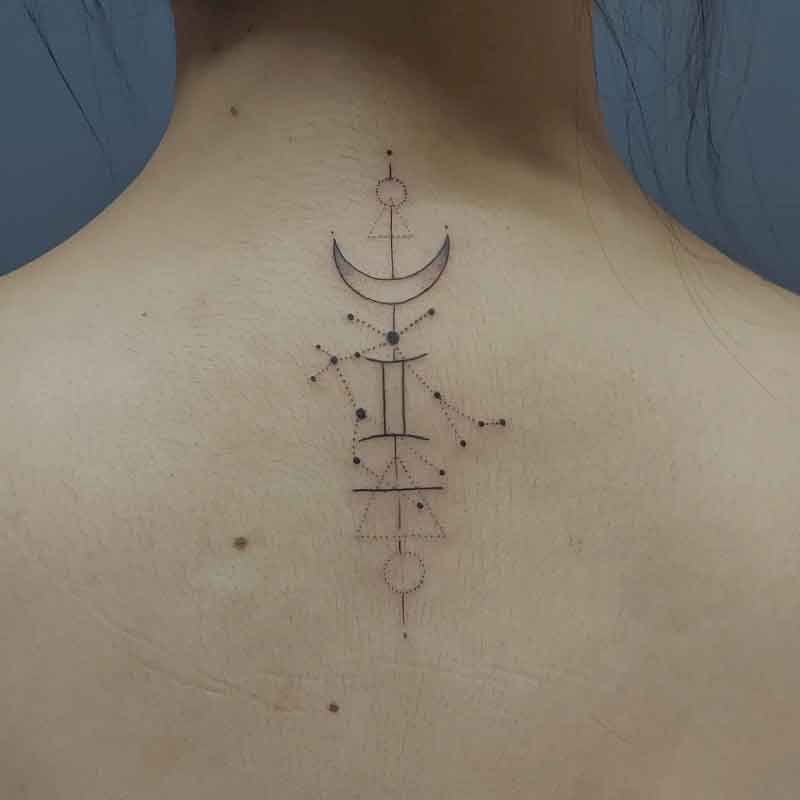 Gemini Neck Tattoo 3