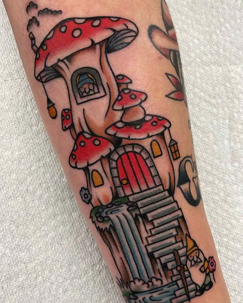 Gnome Mushroom Tattoo 1