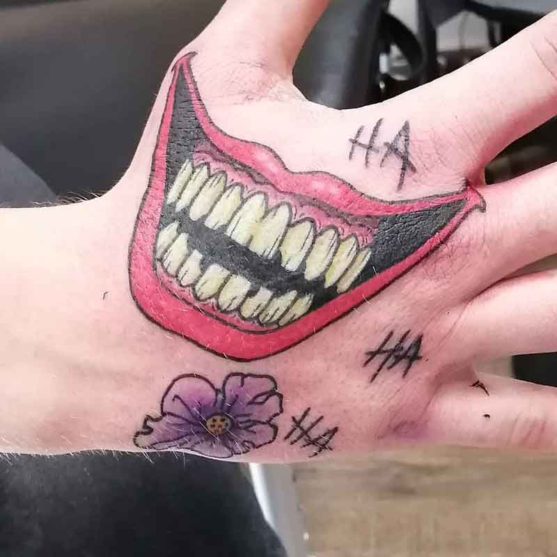 Joker Smile Hand Tattoo 1