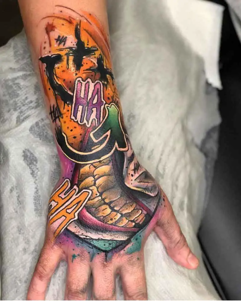 Joker Smile Hand Tattoo 3