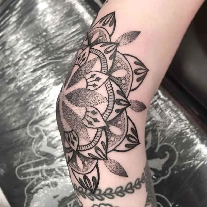 Mandala Elbow Tattoo 1