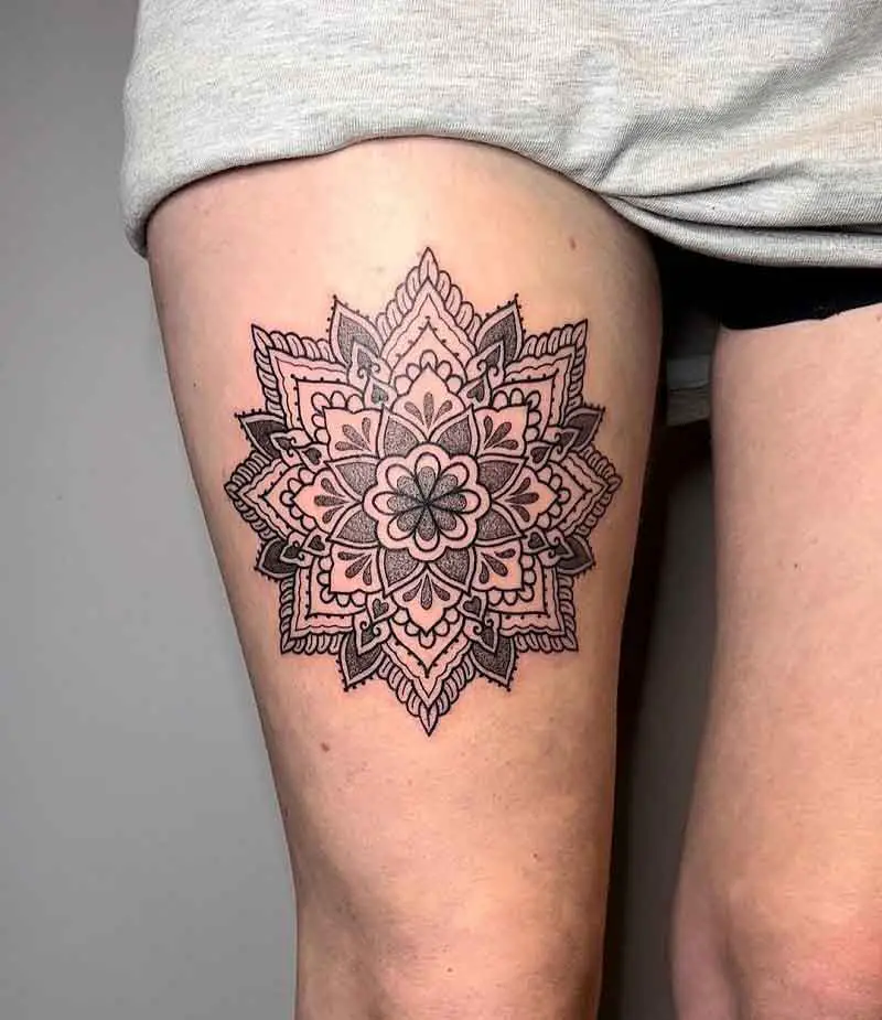 Mandala Thigh Tattoo 1