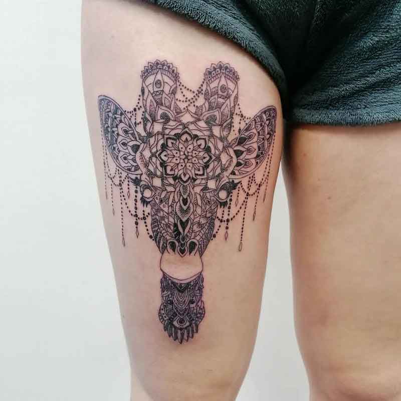 Mandala Thigh Tattoo 3