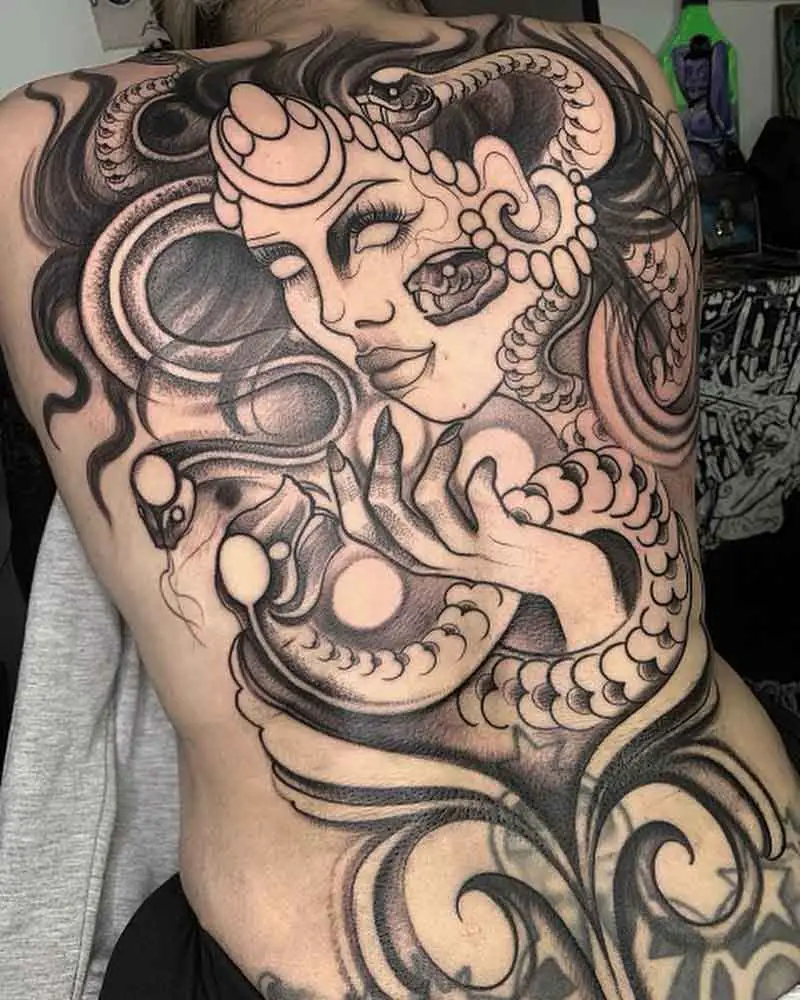 Medusa Back Tattoo 1